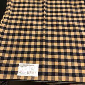 Pillow Covers 16"x16" Set of 2 Padma Creations Navy & Tan Checkered Cotton Zippe